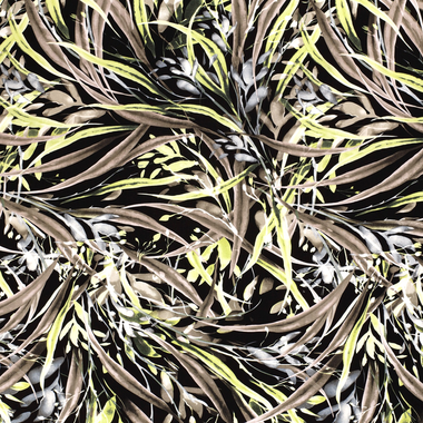 -Viscose stof - bladeren - zwart/multi - 20161-054 - Viscose stof - bladeren - zwart/multi - 20161-054