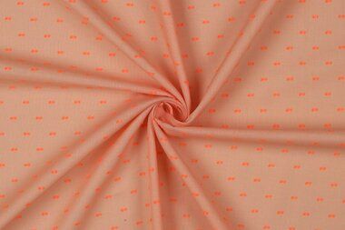-Katoen stof - borduursel - zalm neon oranje - 22/4931-003 - Katoen stof - borduursel - zalm neon oranje - 22/4931-003