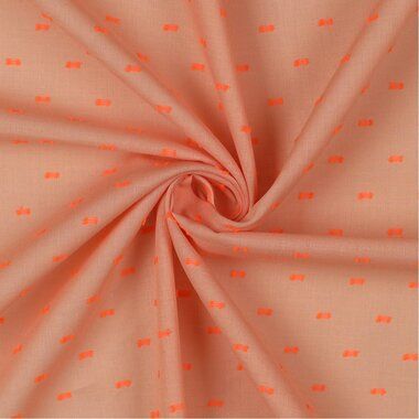 -Katoen stof - borduursel - zalm neon oranje - 22/4931-003 - Katoen stof - borduursel - zalm neon oranje - 22/4931-003