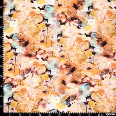 -Viscose stof - bloemen - oranje - 20642-580 - Viscose stof - bloemen - oranje - 20642-580