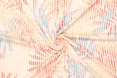 -Tricot stof - digitaal palm leaves - wit oranje - 20845-445 - Tricot stof - digitaal palm leaves - wit oranje - 20845-445