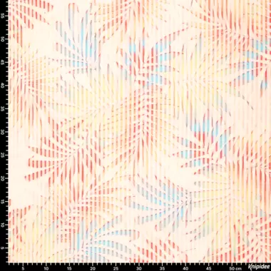 -Tricot stof - digitaal palm leaves - wit oranje - 20845-445 - Tricot stof - digitaal palm leaves - wit oranje - 20845-445