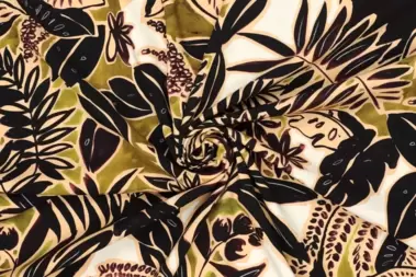 -Viscose stof - stretch - poplin - bladeren - zwart groen - 20854-315 - Viscose stof - stretch - poplin - bladeren - zwart groen - 20854-315
