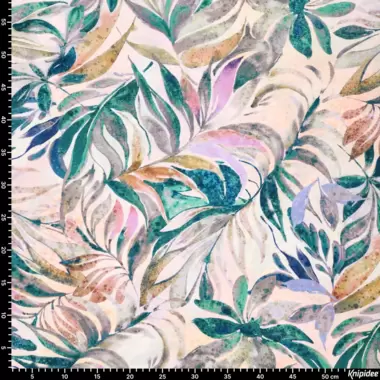 -Viscose stof - digitaal bladeren - roze blauw - 20865-820 - Viscose stof - digitaal bladeren - roze blauw - 20865-820