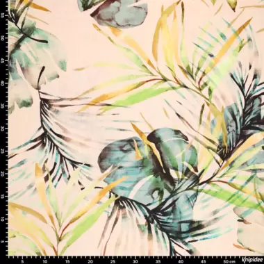 -Viscose stof - linnenmix - bladeren - lichtroze - 20885-315 - Viscose stof - linnenmix - bladeren - lichtroze - 20885-315