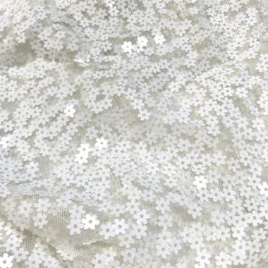 -Tule stof - sequin flowers - wit - 999756-000 - Tule stof - sequin flowers - wit - 999756-000