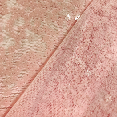 -Tule stof - sequin flowers - roze - 999756-659 - Tule stof - sequin flowers - roze - 999756-659