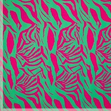 -Viscose stof - digitaal zebra - groen fuchsia - 922807-60 - Viscose stof - digitaal zebra - groen fuchsia - 922807-60