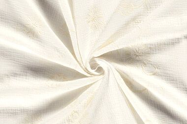 -Katoen stof - hydrofiel - geborduurd bloemen - gebroken wit - 21173-051 - Katoen stof - hydrofiel - geborduurd bloemen - gebroken wit - 21173-051