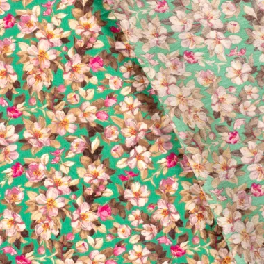 -Viscose stof - nylon crepe - bloemen - groen - 21076-025 - Viscose stof - nylon crepe - bloemen - groen - 21076-025