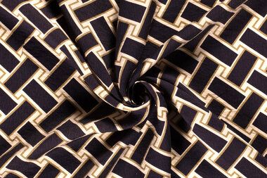 -Viscose stof - nylon crepe - abstract - zwart wit - 21075-011 - Viscose stof - nylon crepe - abstract - zwart wit - 21075-011