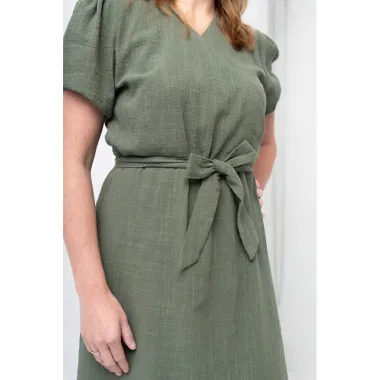 -Katoen stof - slub washed - groen - 7477-009 - Katoen stof - slub washed - groen - 7477-009