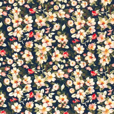 -Viscose stof - nylon crepe - bloemen - marine - 21076-008 - Viscose stof - nylon crepe - bloemen - marine - 21076-008