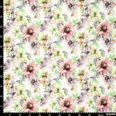-Linnen stof - ramie - digitaal bloemen - groen multi - 20815-315 - Linnen stof - ramie - digitaal bloemen - groen multi - 20815-315
