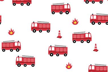 -Katoen stof - brandweerwagens - wit - 21950-050 - Katoen stof - brandweerwagens - wit - 21950-050