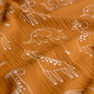 -Katoen stof - hydrofiel - dieren - caramel - 21570-353 - Katoen stof - hydrofiel - dieren - caramel - 21570-353