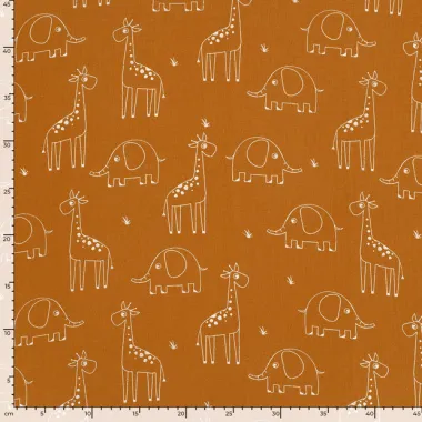 -Katoen stof - hydrofiel - dieren - caramel - 21570-353 - Katoen stof - hydrofiel - dieren - caramel - 21570-353