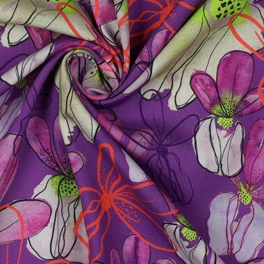 -Viscose stof - Ecovero - bloemen - paars - 4007-012 - Viscose stof - Ecovero - bloemen - paars - 4007-012