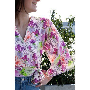 -Viscose stof - Ecovero - bloemen - paars - 4007-012 - Viscose stof - Ecovero - bloemen - paars - 4007-012
