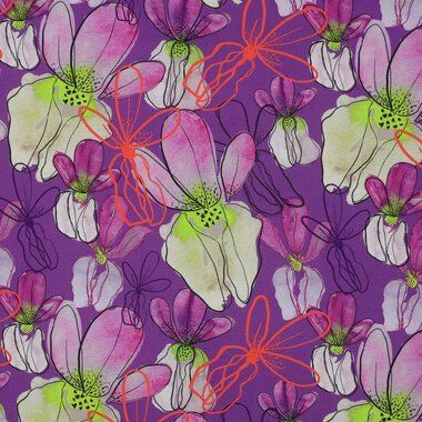 -Viscose stof - Ecovero - bloemen - paars - 4007-012 - Viscose stof - Ecovero - bloemen - paars - 4007-012