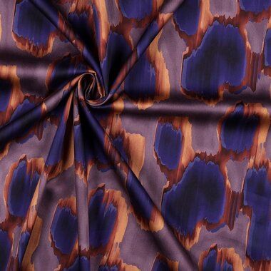 -Katoen stof - katoen satijn - abstract - lavender blauw oranje - 3109-005 - Katoen stof - katoen satijn - abstract - lavender blauw oranje - 3109-005