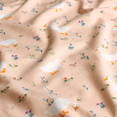 -Tricot stof - eenden - licht(zalm)roze - 21853-111 - Tricot stof - eenden - licht(zalm)roze - 21853-111