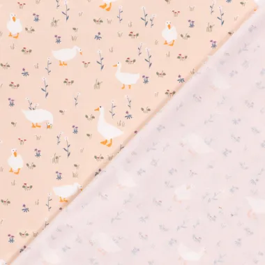 -Tricot stof - eenden - licht(zalm)roze - 21853-111 - Tricot stof - eenden - licht(zalm)roze - 21853-111