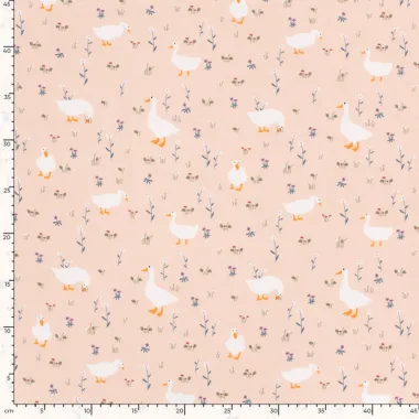 -Tricot stof - eenden - licht(zalm)roze - 21853-111 - Tricot stof - eenden - licht(zalm)roze - 21853-111