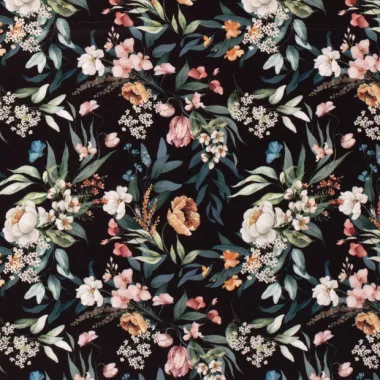-Tricot stof - sportswear - bloemen - zwart - 20329-069 - Tricot stof - sportswear - bloemen - zwart - 20329-069