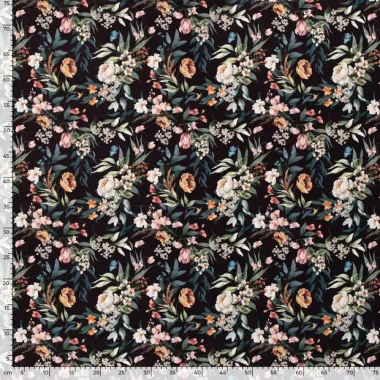 -Tricot stof - sportswear - bloemen - zwart - 20329-069 - Tricot stof - sportswear - bloemen - zwart - 20329-069