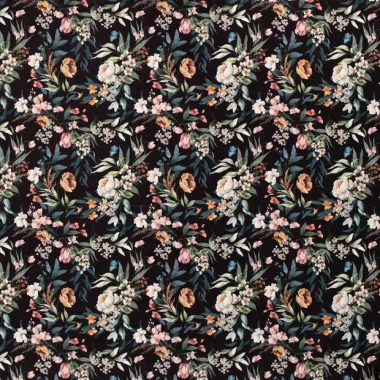 -Tricot stof - sportswear - bloemen - zwart - 20329-069 - Tricot stof - sportswear - bloemen - zwart - 20329-069