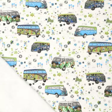 -Joggingstof - alpenfleece - peace vw busjes - gebroken wit gemêleerd - 20059-020 - Joggingstof - alpenfleece - peace vw busjes - gebroken wit gemêleerd - 20059-020