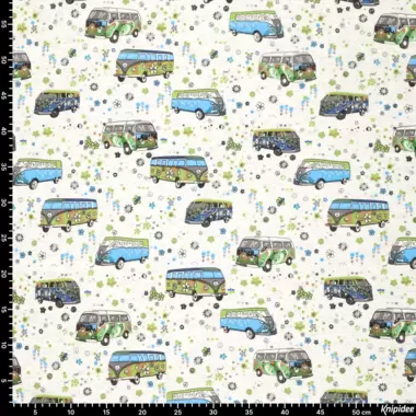 -Joggingstof - alpenfleece - peace vw busjes - gebroken wit gemêleerd - 20059-020 - Joggingstof - alpenfleece - peace vw busjes - gebroken wit gemêleerd - 20059-020