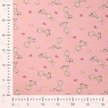 -Tricot stof - baby giraffe - roze - 10293-110 - Tricot stof - baby giraffe - roze - 10293-110