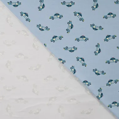 -Tricot stof - polities auto - blauw - 10318-910 - Tricot stof - polities auto - blauw - 10318-910