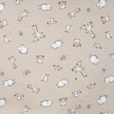 -Tricot stof - baby dieren - beige - 10267-520 - Tricot stof - baby dieren - beige - 10267-520