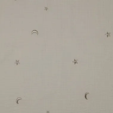 -Musselin - gestickter Mond und Sterne - beige - 3300-062 - Musselin - gestickter Mond und Sterne - beige - 3300-062