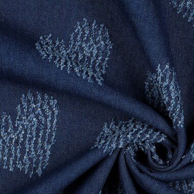 -Spijkerstof - jeans - jacquard harten - donkerblauw - 3315-001 - Spijkerstof - jeans - jacquard harten - donkerblauw - 3315-001