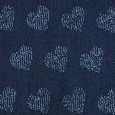 -Spijkerstof - jeans - jacquard harten - donkerblauw - 3315-001 - Spijkerstof - jeans - jacquard harten - donkerblauw - 3315-001