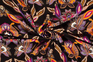 -Tricot stof - paisley - zwart - 21120-069 - Tricot stof - paisley - zwart - 21120-069