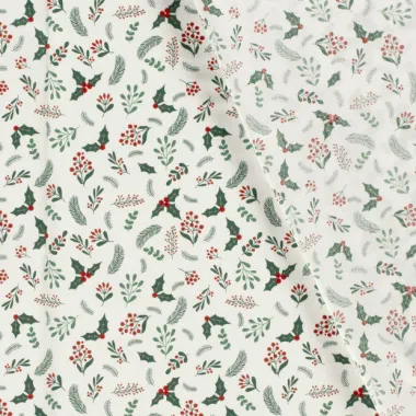 -Kerststof - katoen poplin - kersttakken - gebroken wit - 20734-051 - Kerststof - katoen poplin - kersttakken - gebroken wit - 20734-051