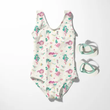 -Tricot stof - swimwear - zeemeermin - gebroken wit - 21673-051 - Tricot stof - swimwear - zeemeermin - gebroken wit - 21673-051