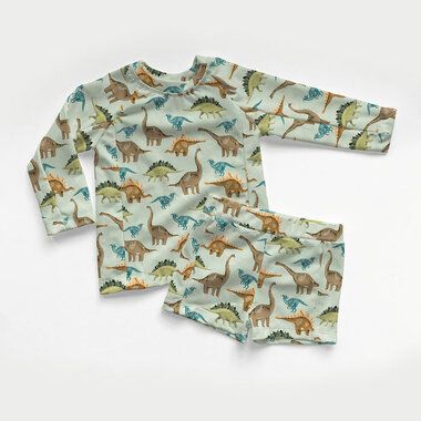 -Tricot stof - swimwear - dino's - groen - 25/21682-021 - Tricot stof - swimwear - dino's - groen - 25/21682-021 