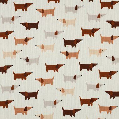 -Tricot stof - ribtricot - honden - gebroken wit - 23/3071-119 - Tricot stof - ribtricot - honden - gebroken wit - 23/3071-119