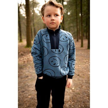-Joggingstof - emoji - blauw - 23/3150-003 - Joggingstof - emoji - blauw - 23/3150-003