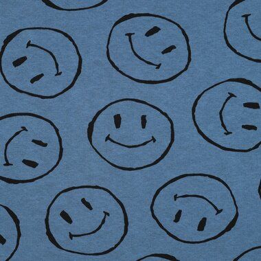 -Joggingstof - emoji - blauw - 23/3150-003 - Joggingstof - emoji - blauw - 23/3150-003