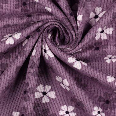 -Tricot stof - fijne wafel - bloemen - lavendel paars - 3151-044 - Tricot stof - fijne wafel - bloemen - lavendel paars - 3151-044