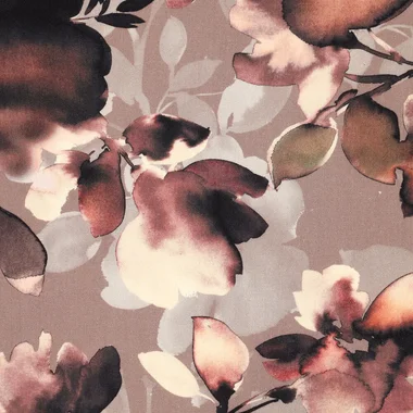 -Viscose stof - twill - bloemen - bruin - 21129-100 - Viscose stof - twill - bloemen - bruin - 21129-100
