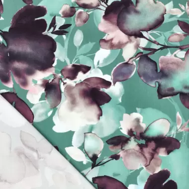 -Viscose stof - twill - bloemen - mintgroen - 21129-307 - Viscose stof - twill - bloemen - mintgroen - 21129-307