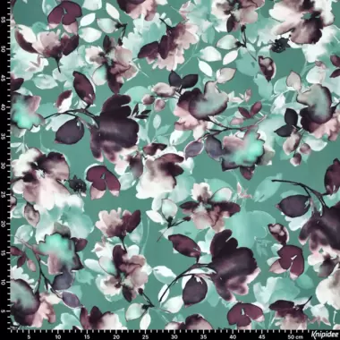 -Viscose stof - twill - bloemen - mintgroen - 21129-307 - Viscose stof - twill - bloemen - mintgroen - 21129-307